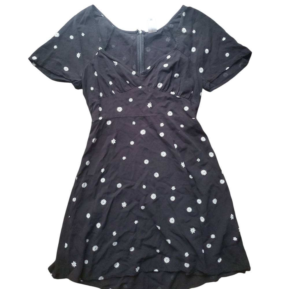Abound Black Mini Dress with White Floral Pattern